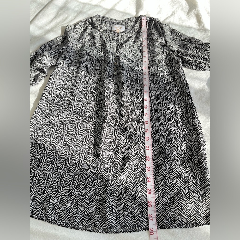 Laundry By Shelli Segal Chevron  Henley Tunic Blouse Classic Office Wear Boho XS - Picture 11 of 16